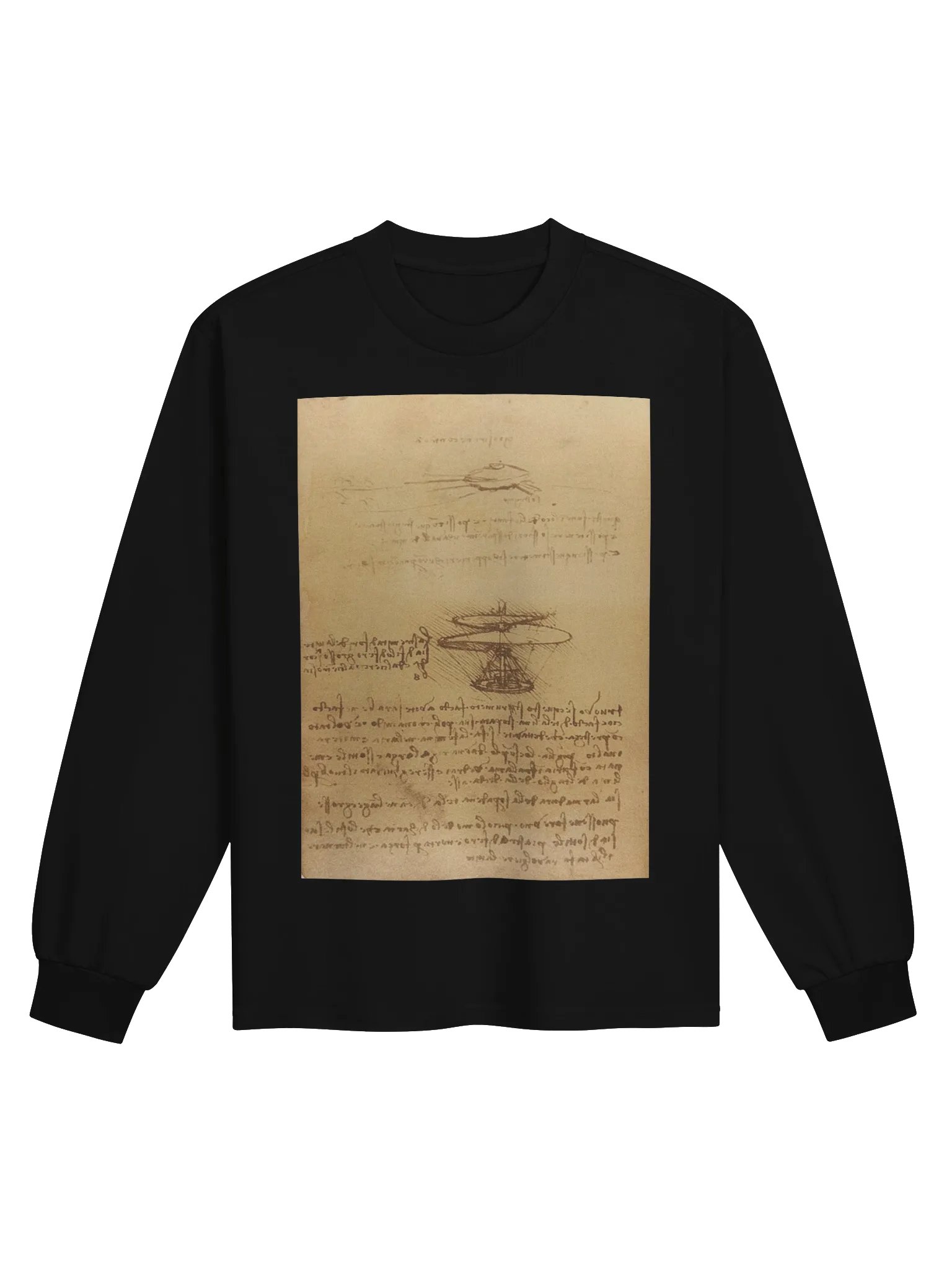 Studies of Flying Machines (Aerial Screw and Ornithopter) Leonardo da Vinci - Long Sleeve product image (1)