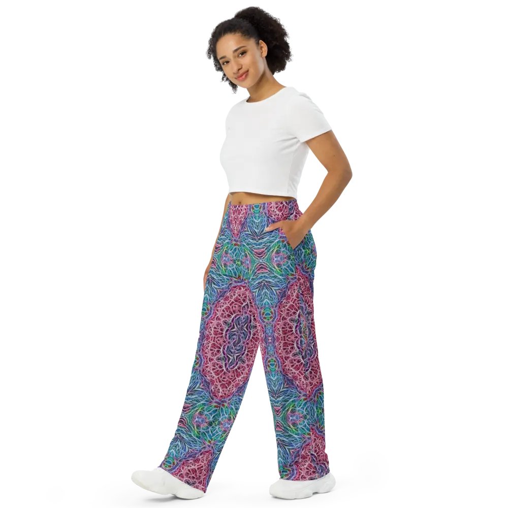 Blue Red Snowflake Kaleidoscope Wideleg Pants product image (4)