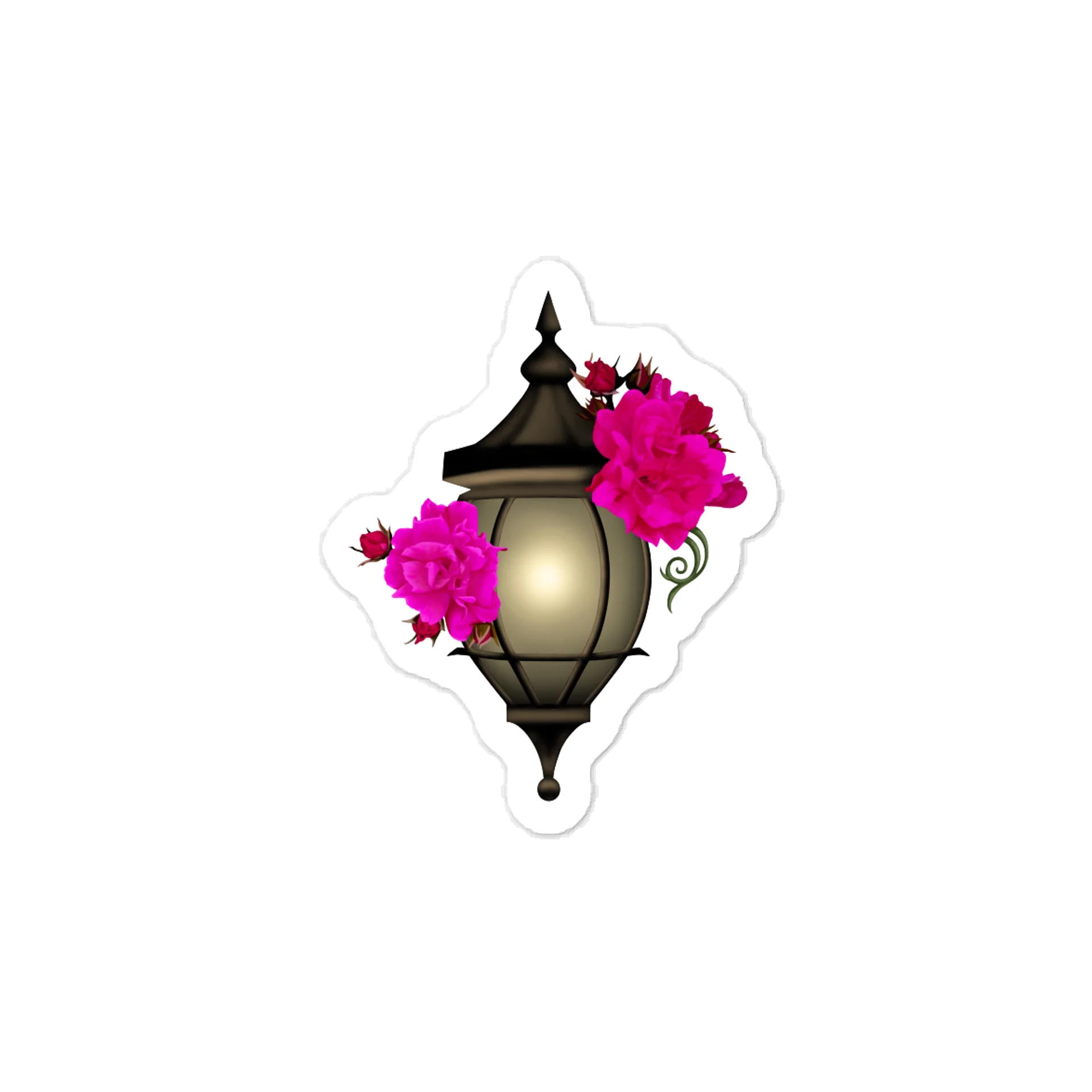 Gothic Lantern & Pink Rose Vinyl Decal – Krita Airbrush Kiss-Cut Sticker product image (1)