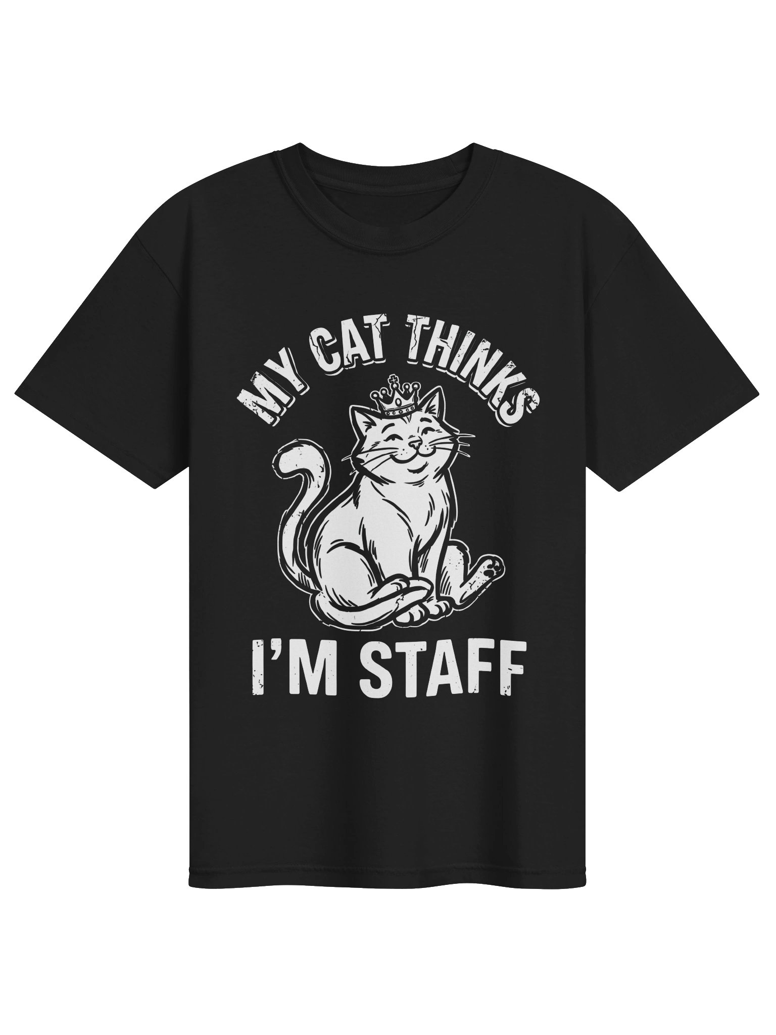Funny Cat Owner "My Cat Thinks I'm Staff" Retro Royal Kitten T-Shirt product image (9)
