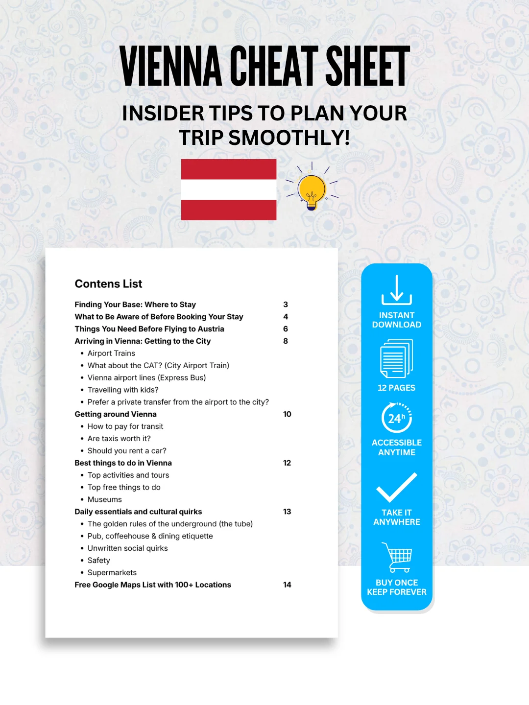 Vienna Cheat Sheet + FREE Google Maps List (100+ LOCATIONS) product image (2)