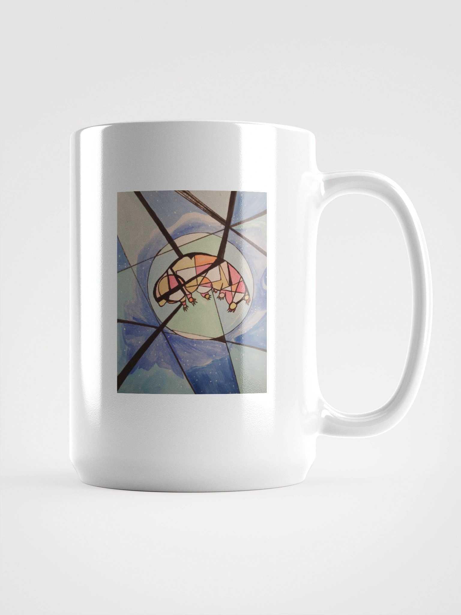 Cubism Painting: The Dream of a Tardigrade White Glossy Mug by Mugz product image (1)