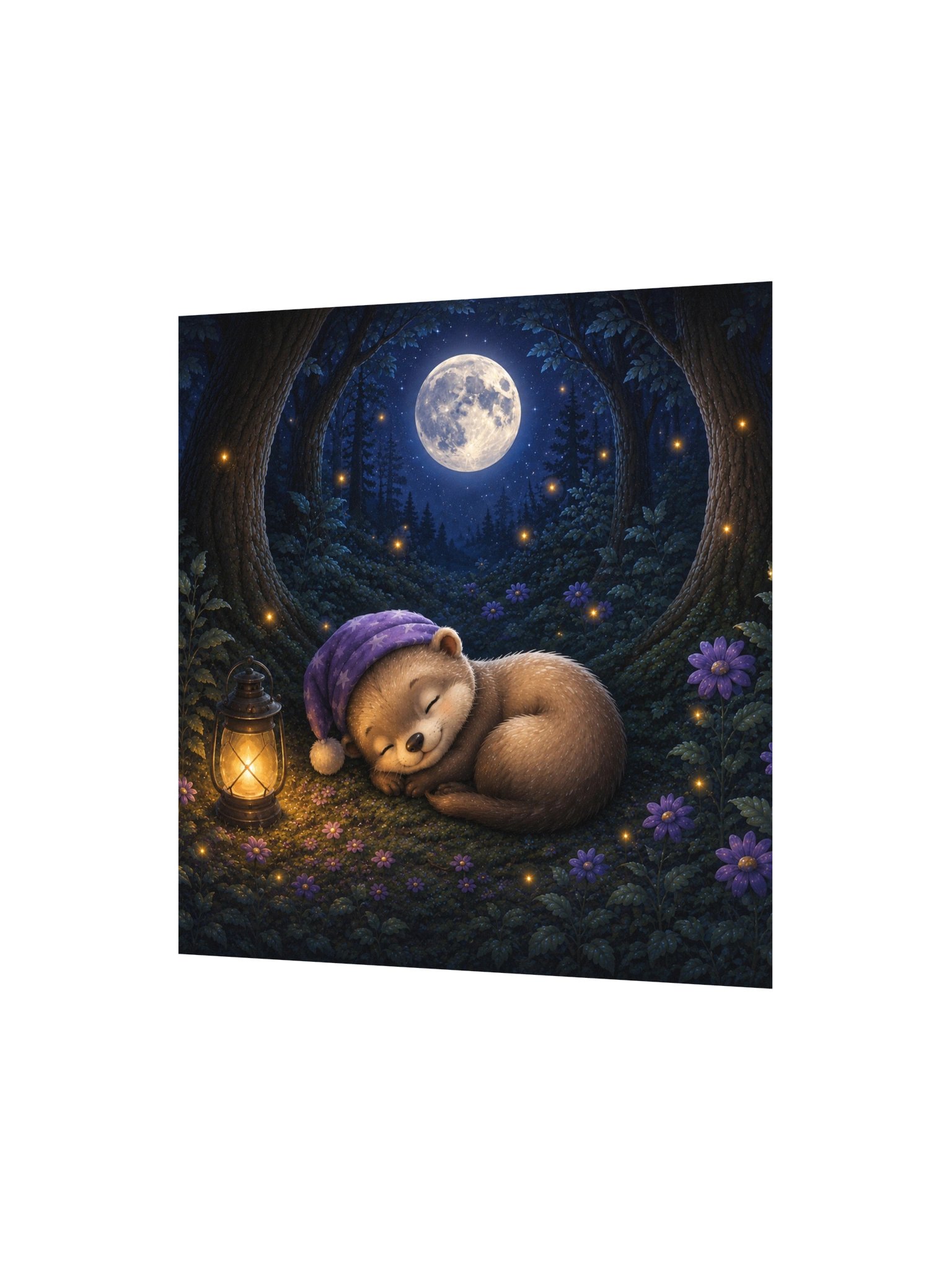 Moonlit Slumber Ferret Square Art Print | Moonlit Dreams product image (2)