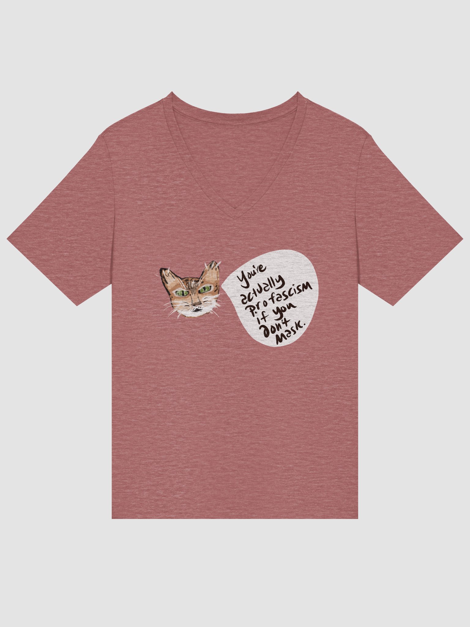 Kitty Mask Thoughts V-Neck tee product image (11)