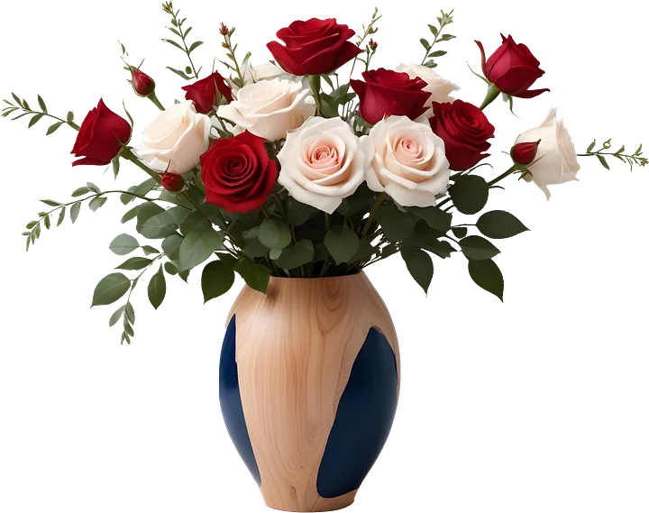 Timeless Elegance – Navy and Wood Rose Vase PNG product image (1)
