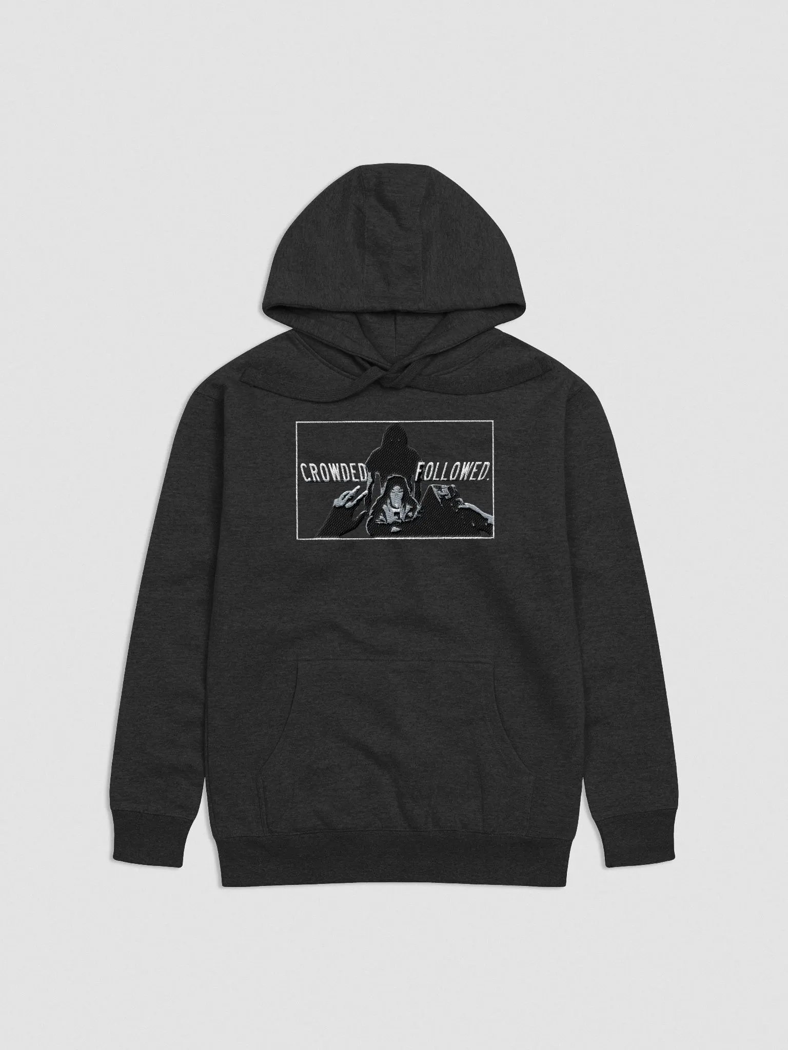 Heavyweight Embroidered CROWDED. FOLLOWED. Hoodie product image (3)