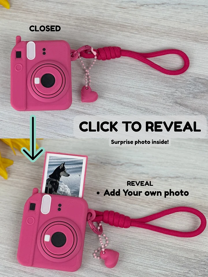 Mini Camera Keychain STL Photo Reveal Keychain 3D Print File Interactive Mechanism Hidden Picture Keychain Unique Gift Idea 3MF Digital product image (2)
