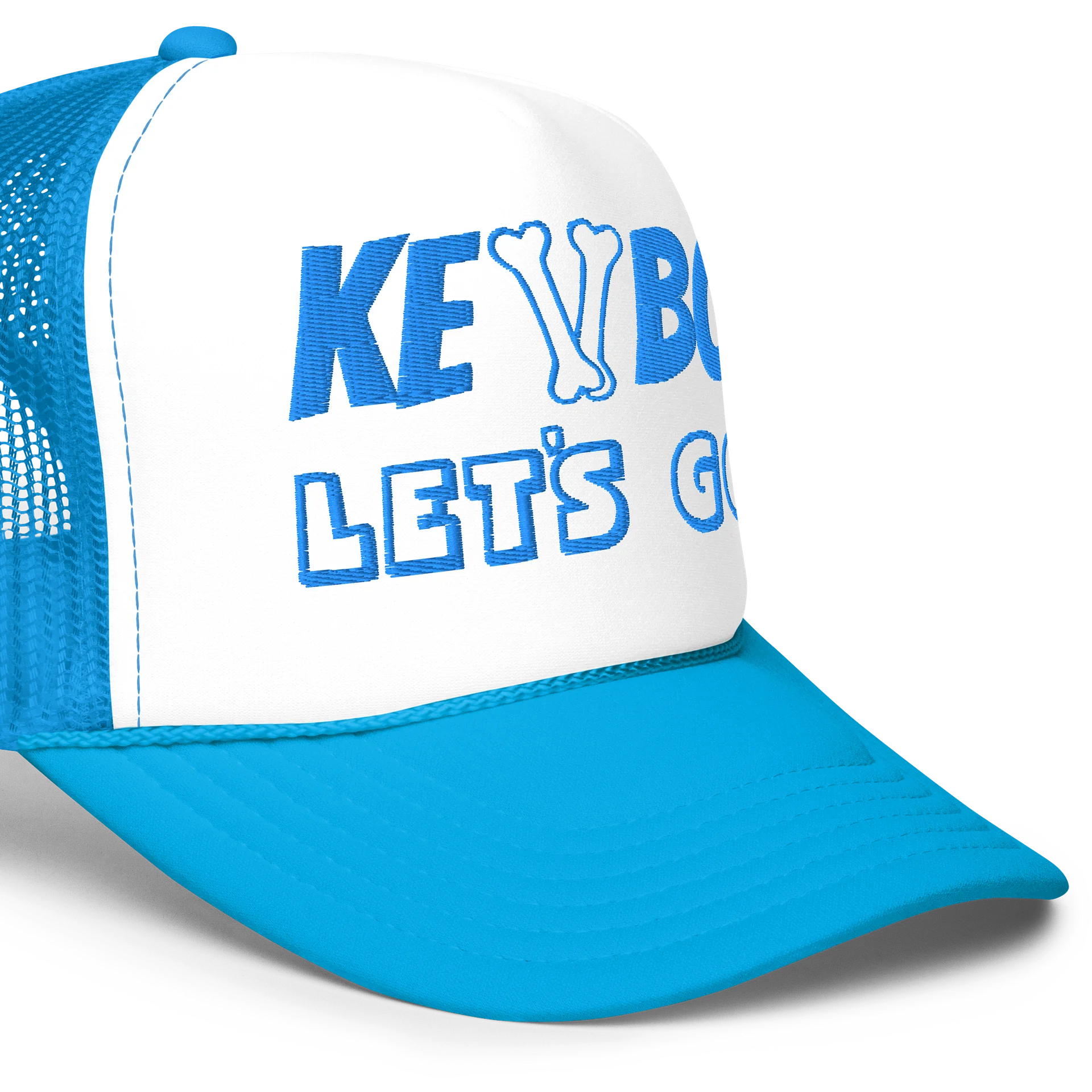 KEVBO "Let’s Go" Blue + White FOAM Trucker Snapback Hat product image (5)