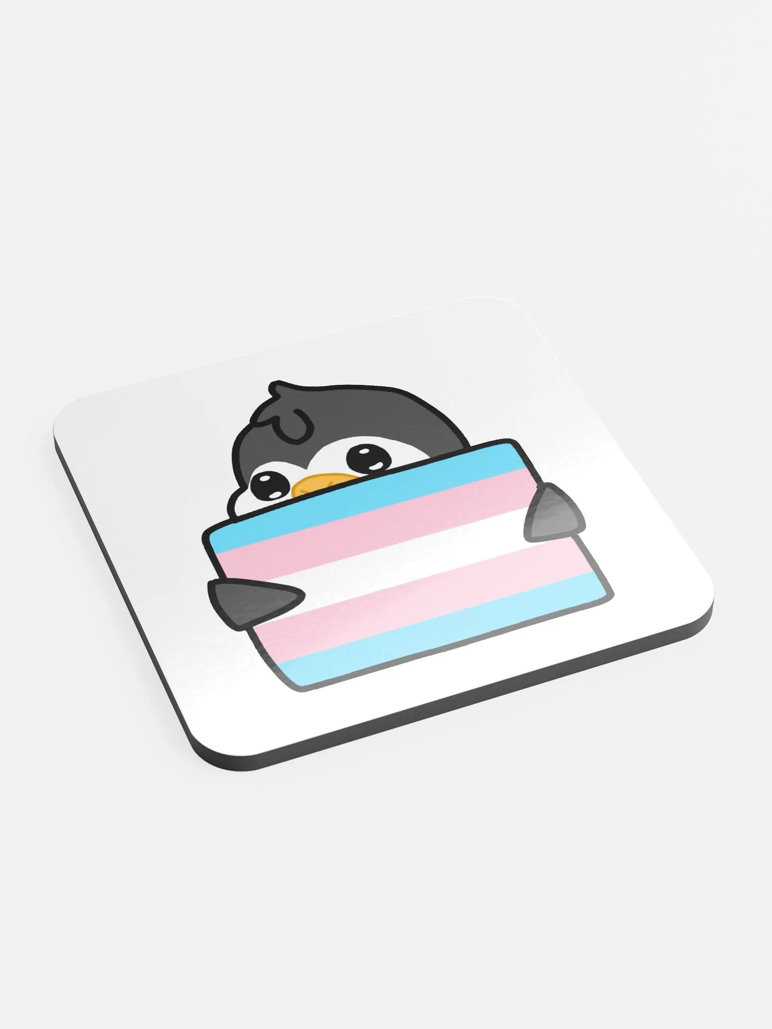 "Trans Pride" Lil' Guy - Gloss Cork Coaster product image (2)