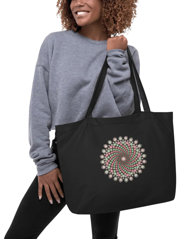 Green and Pink Dot Mandala Organic Cotton Tote Bag product image (1)