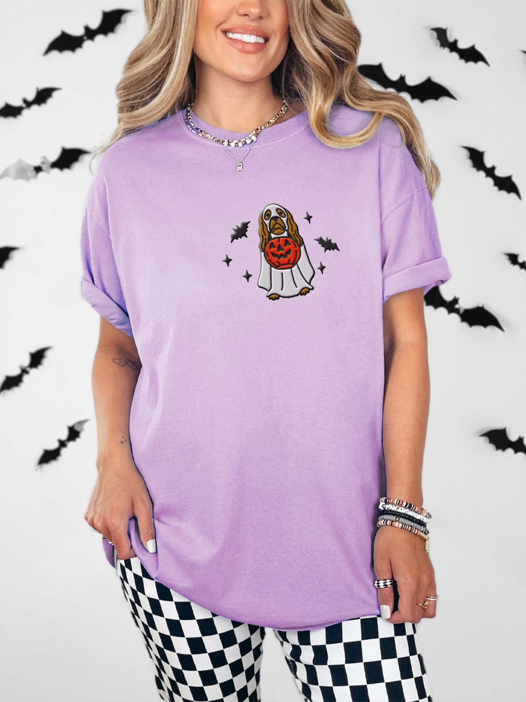 Halloween American Cocker Spaniel(Brown) Embroidered T-Shirt product image (2)