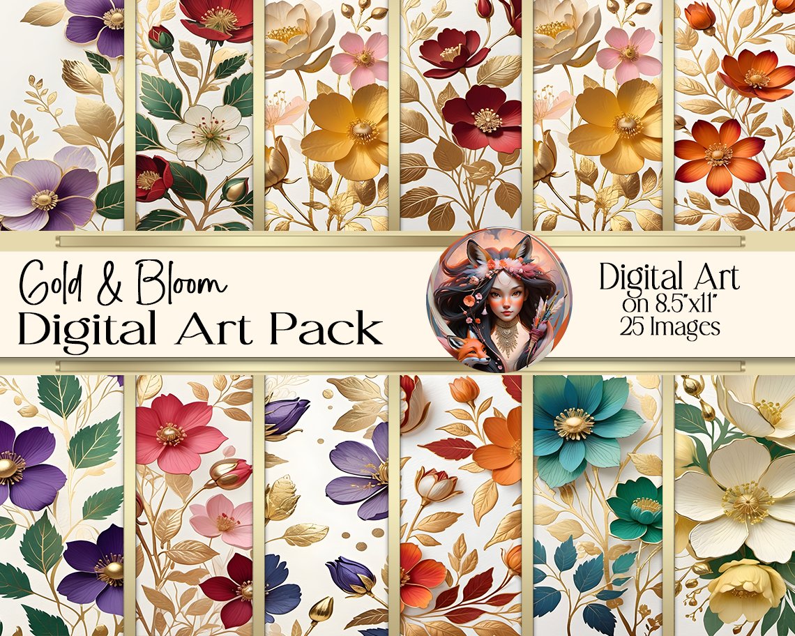 Gold & Bloom Digital Art product image (1)