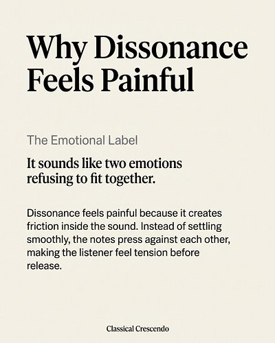 Dissonance feels painful because the sound refuses to settle.

When notes clash, sit very close together, or press against ea...