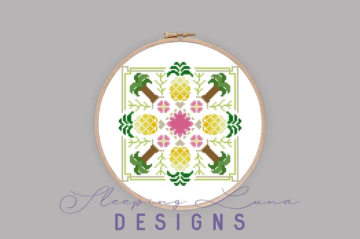 Tropical Pineapples - Digital Cross Stitch Pattern product image (1)