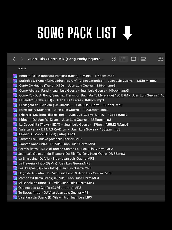Juan Luis Guerra Mix – Song Pack product image (2)