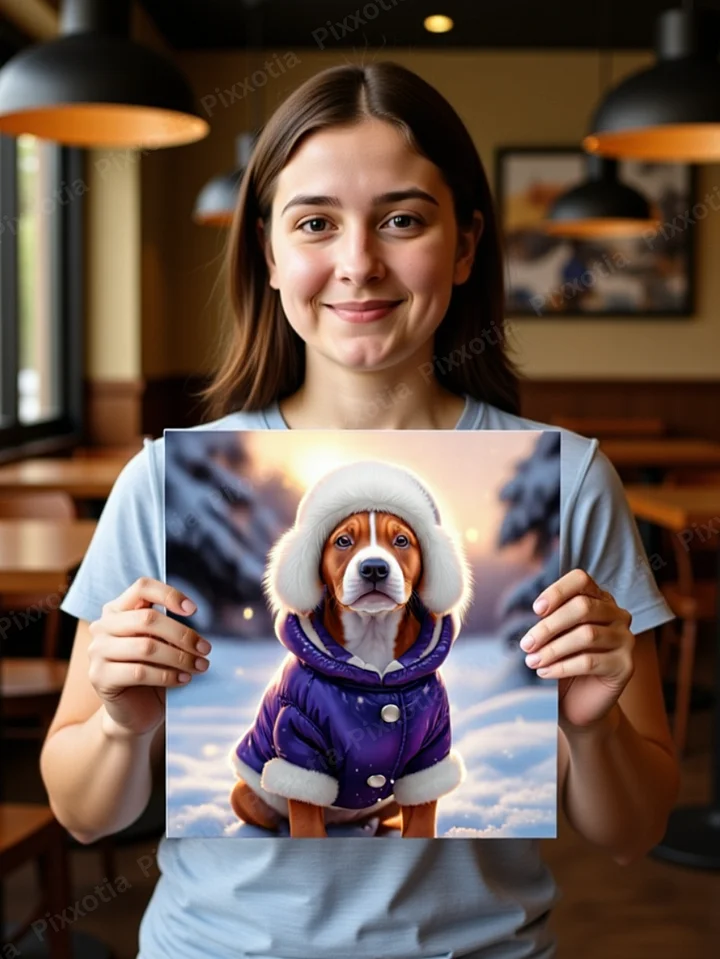 Custom Pet Portrait in Winter Coat – Dog or Cat Royal Digital Art from Photo product image (1)