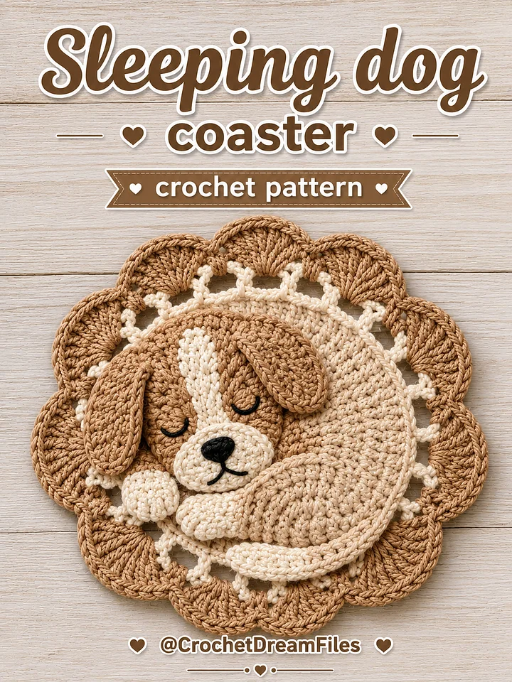 Sleeping Dog Crochet Coaster Pattern product image (2)