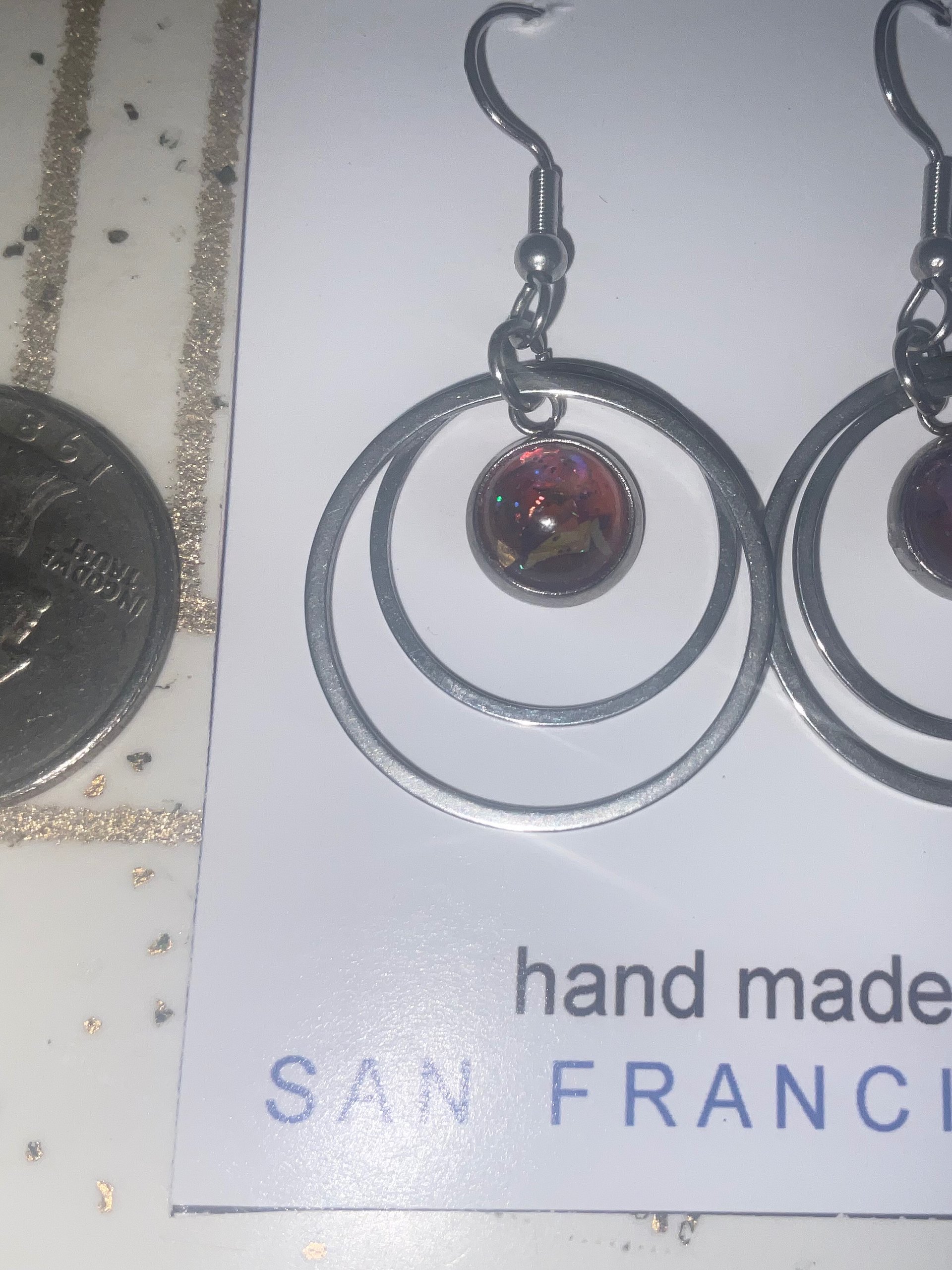 Double Orbit Cherry Opal Dangle Earrings product image (2)