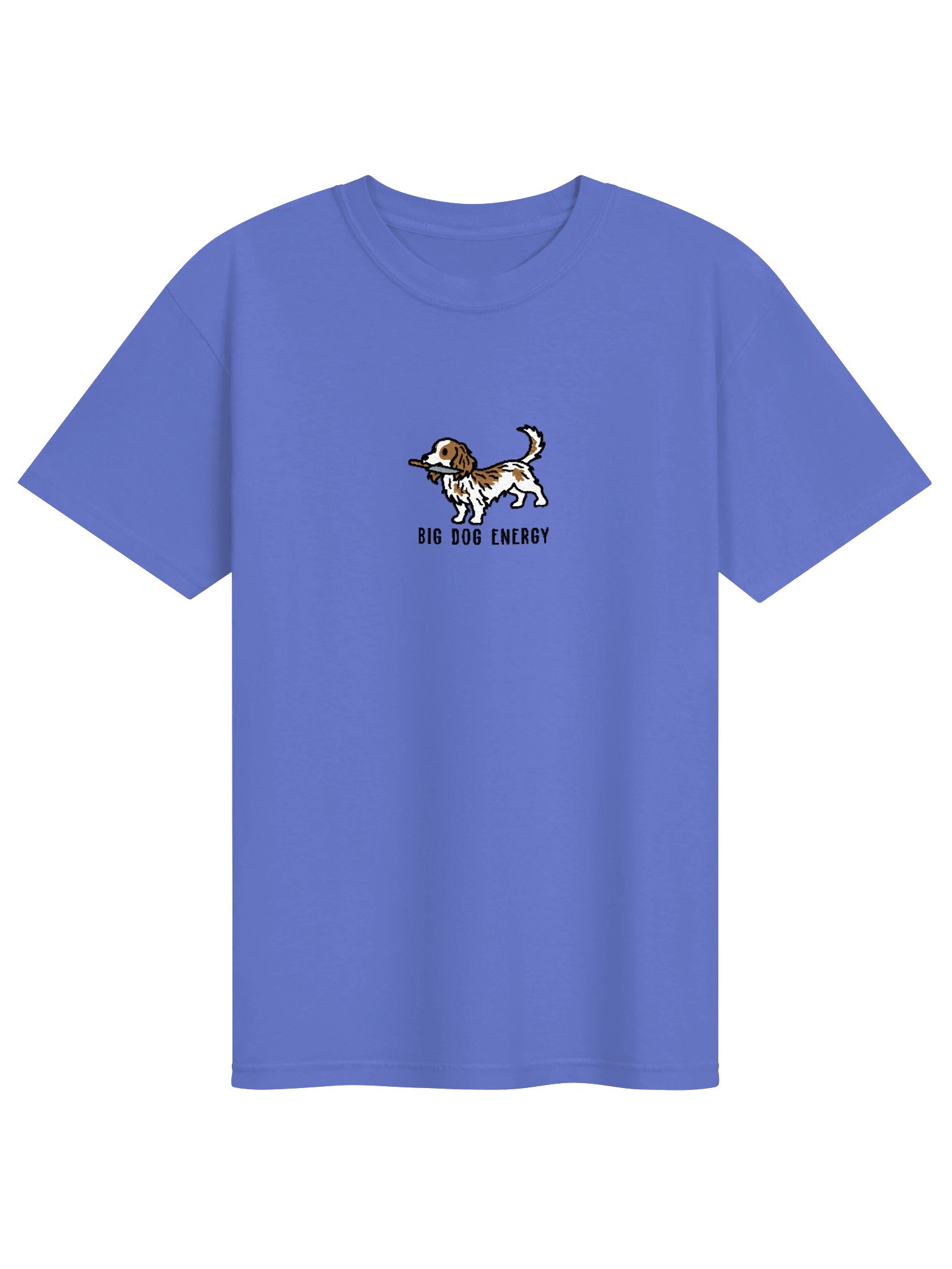Big Dog Energy Funny Chibi-Style Embroidered T-Shirt for Longhaired Dachshund(Pied, Brown) Owners product image (19)