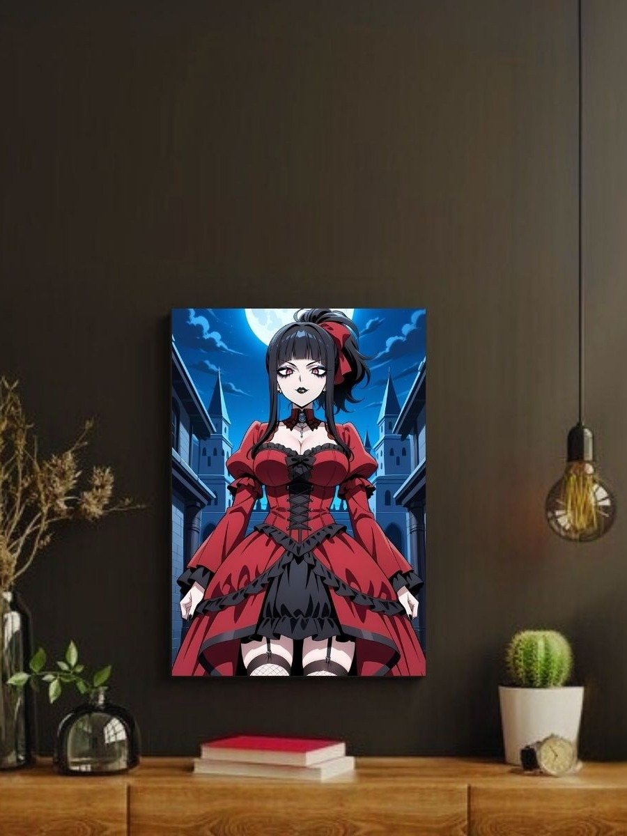 Metal Print - Luna Rain Original Character Gothic Red Dress - 8x10 product image (2)