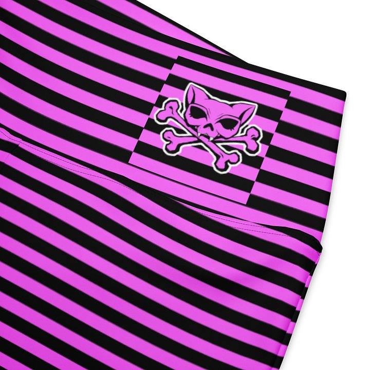 Pink and Blaque Stripped Kat Skull Flares product image (2)