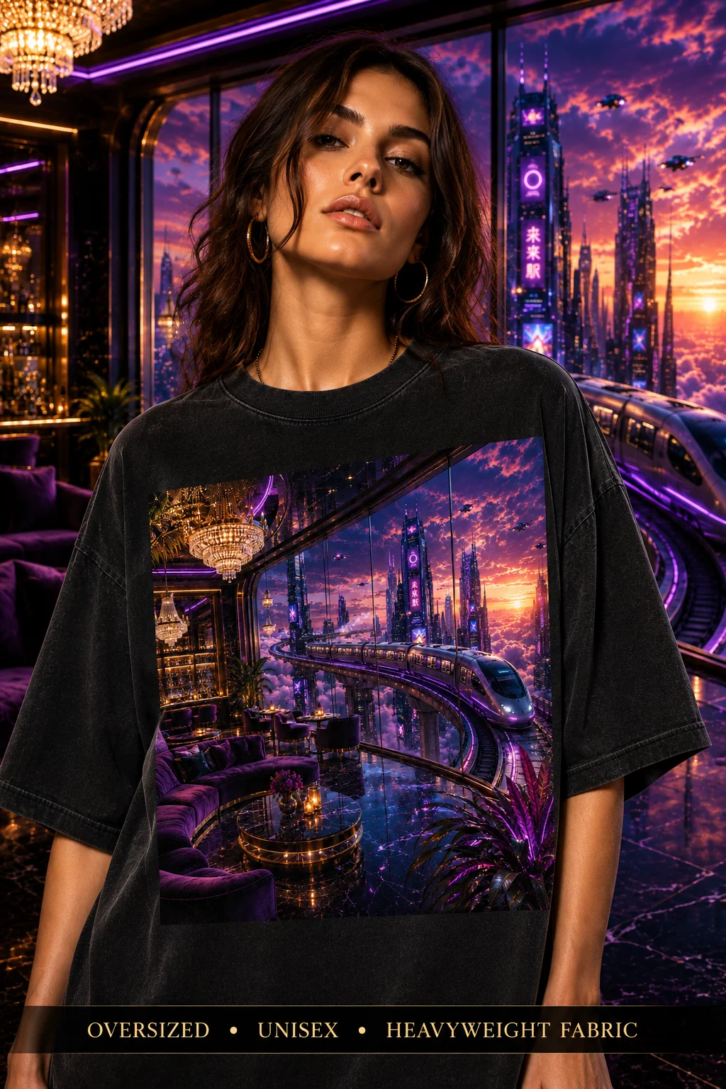 Cyberpunk Future City T-Shirt | Neon Sci-Fi Shirt | Futuristic Architecture & Techwear Gift product image (1)