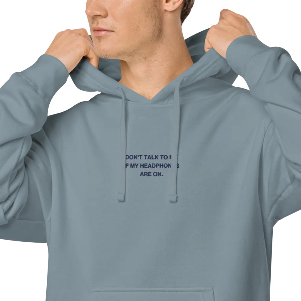 HEADPHONES ON (navy) embroidered pigment hoodie product image (8)