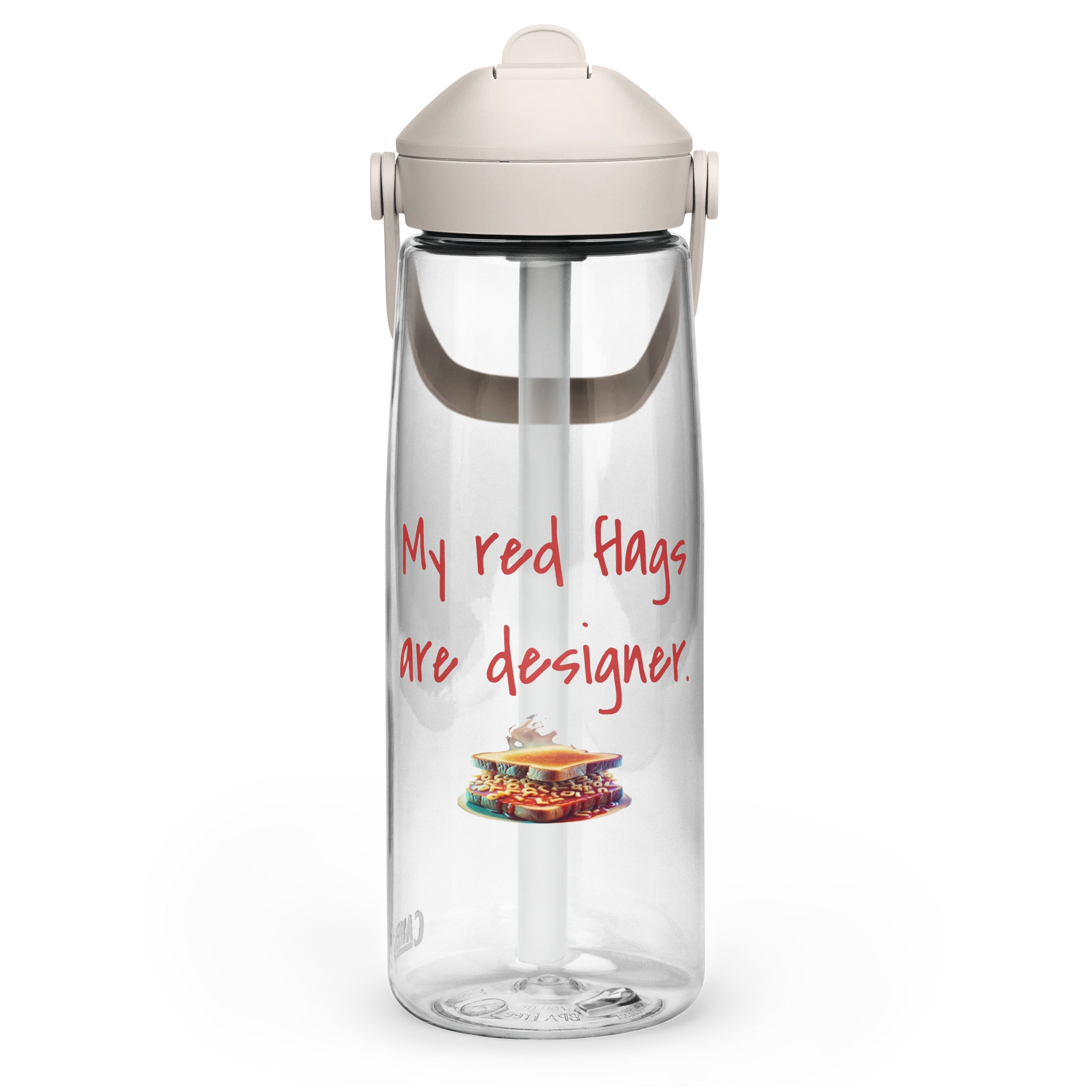 Designer Red Flags Flip Straw Water Bottle product image (1)