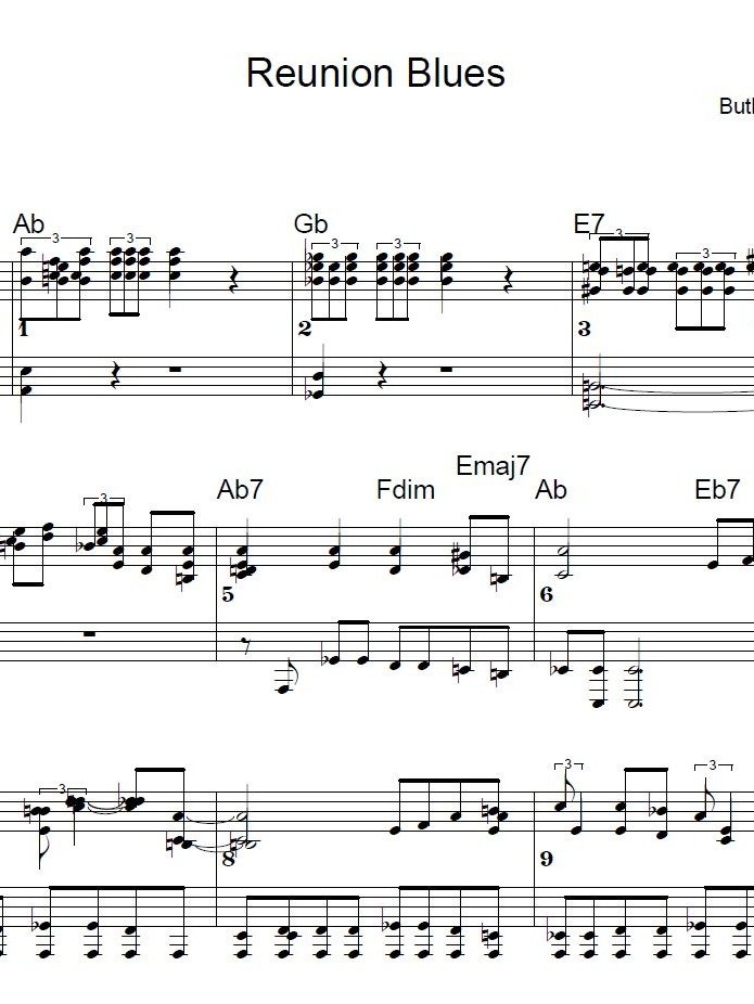 Reunion Blues - Blues piano - Piano sheet music product image (1)