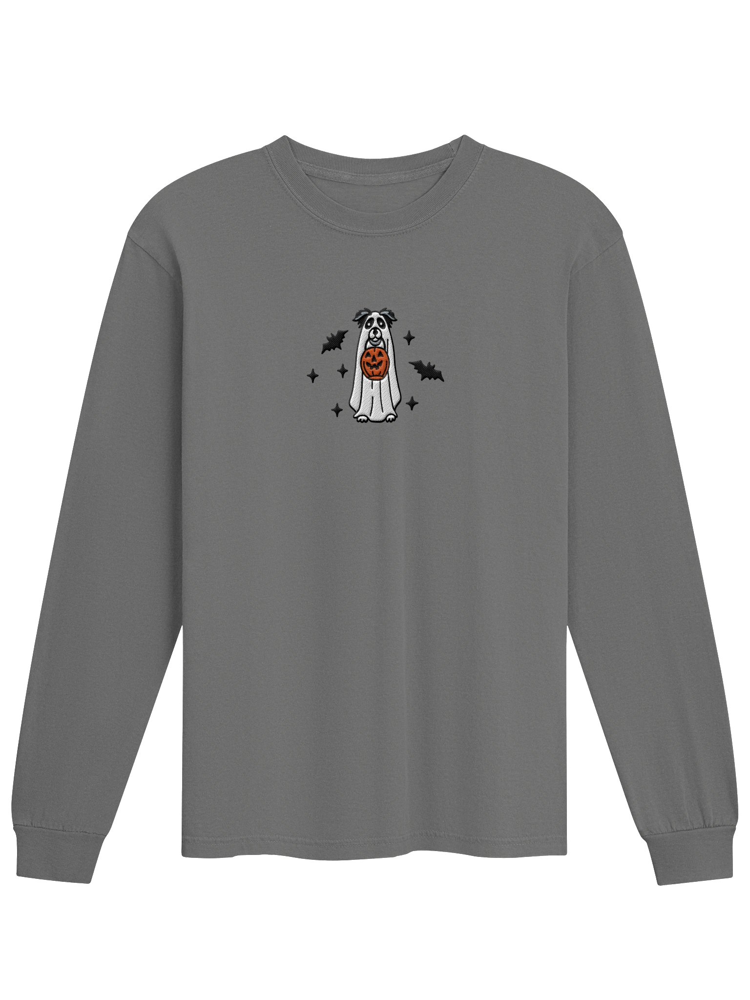 Halloween Australian Shepherd(Black & White) Embroidered Long-sleeved T-Shirt product image (4)