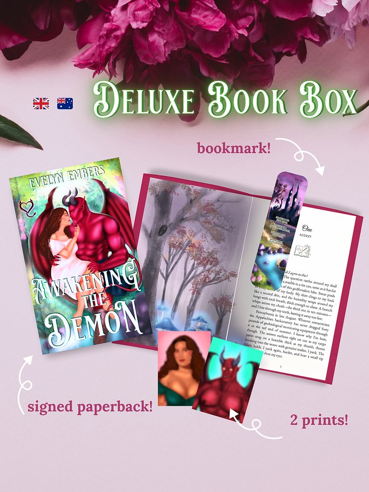 UK/AUS Deluxe Book Box - "Awakening the Demon" Signed Paperback+ Art product image (1)