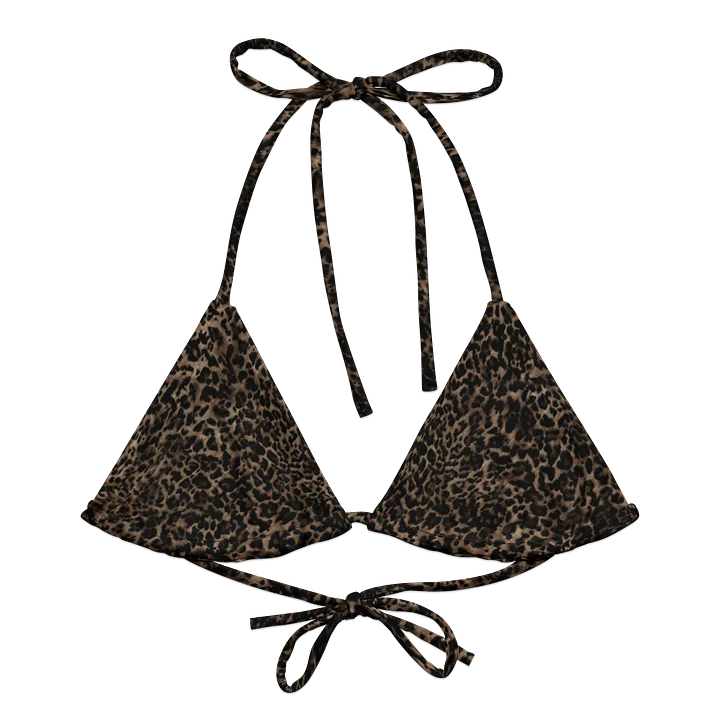 Recycled String Bikini Top "Chic Dark Brown Leopard" product image (2)