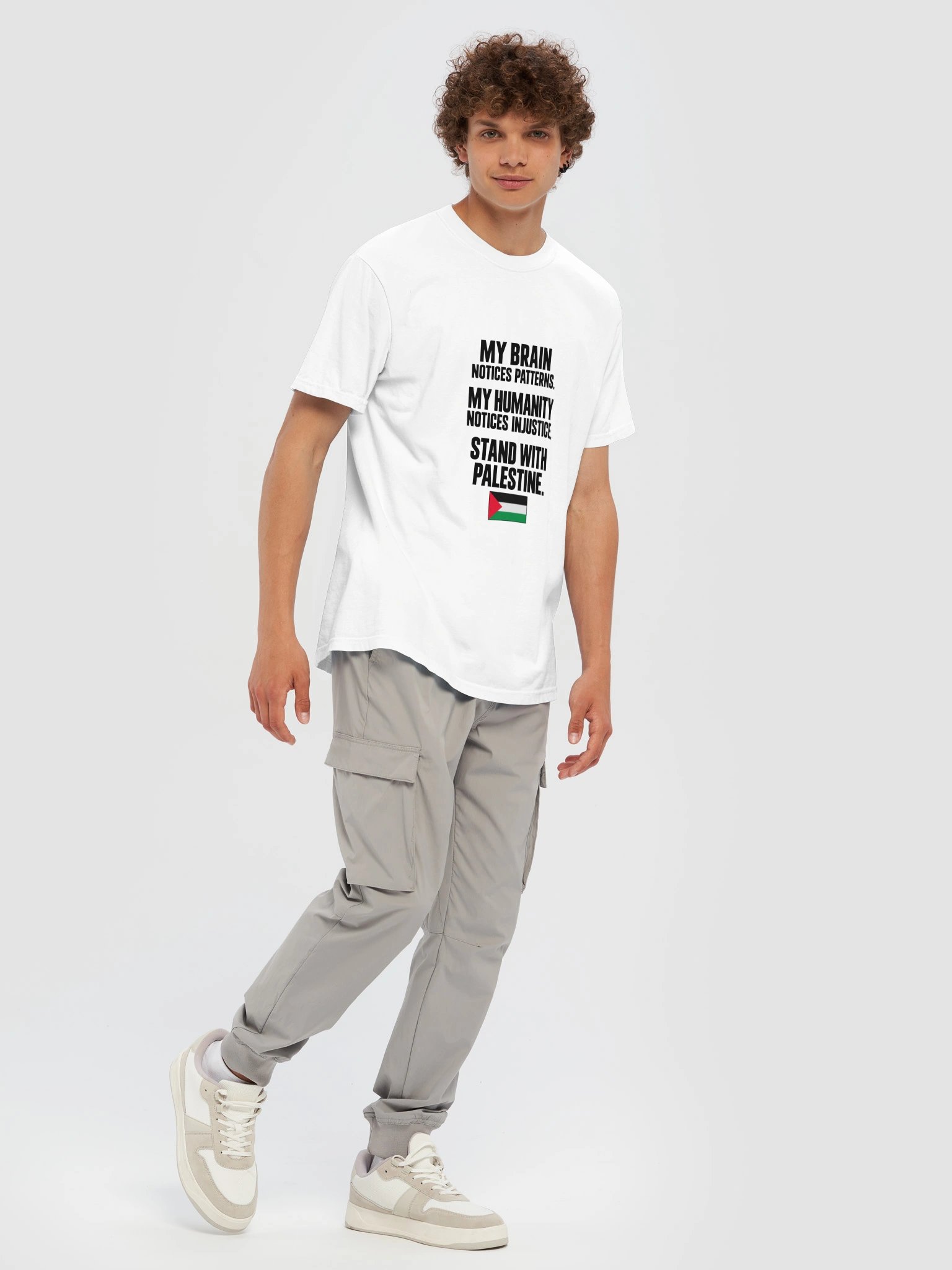 My Brain Notices Patterns, My Humanity Notices Injustice T-Shirt white🇵🇸 product image (11)