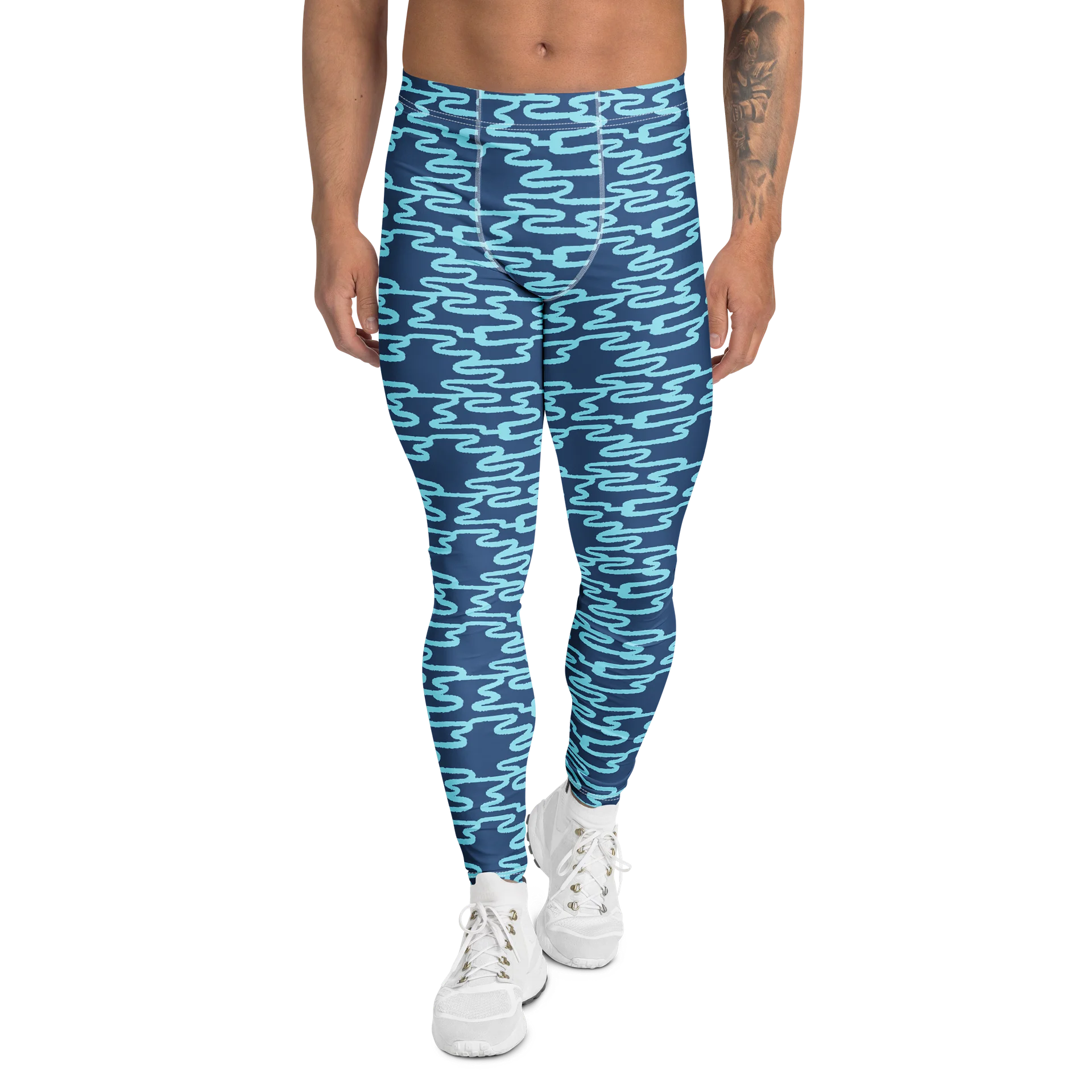 Wavy Lines Pattern Men's Leggings for Active Wear product image (1)
