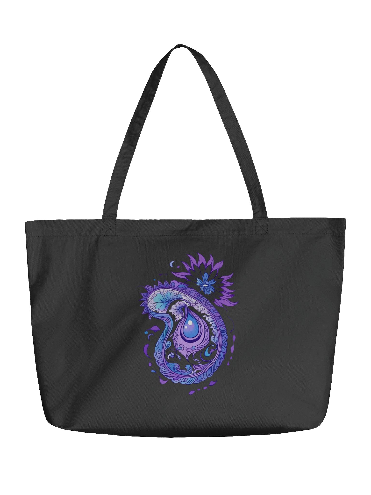 Indigo Paisley Flower - Eco-conscious Organic Cotton Tote product image (1)