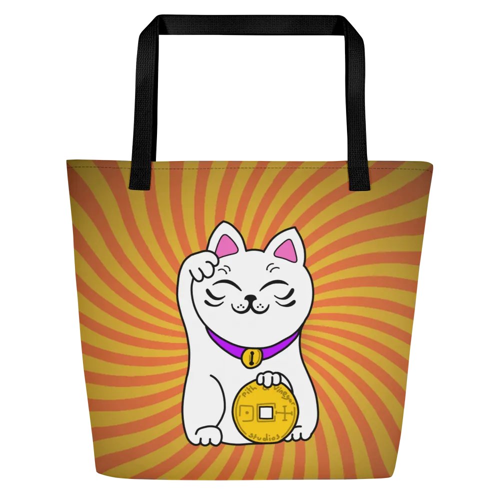 Maneki neko tote bag with internal pocket product image (1)