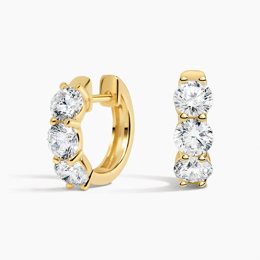 Zelda Lab Diamond Huggie Hoop Earrings in 925 Sterling Silver product image (1)
