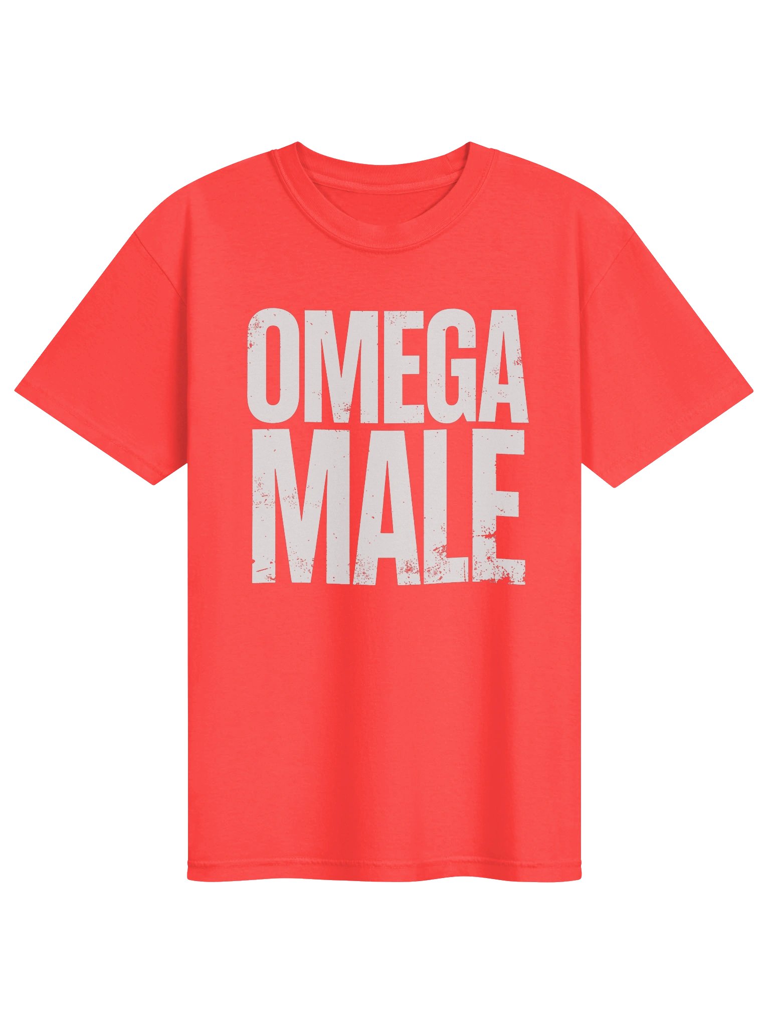OMEGA MALE in White Grungy Letters T-Shirt product image (1)