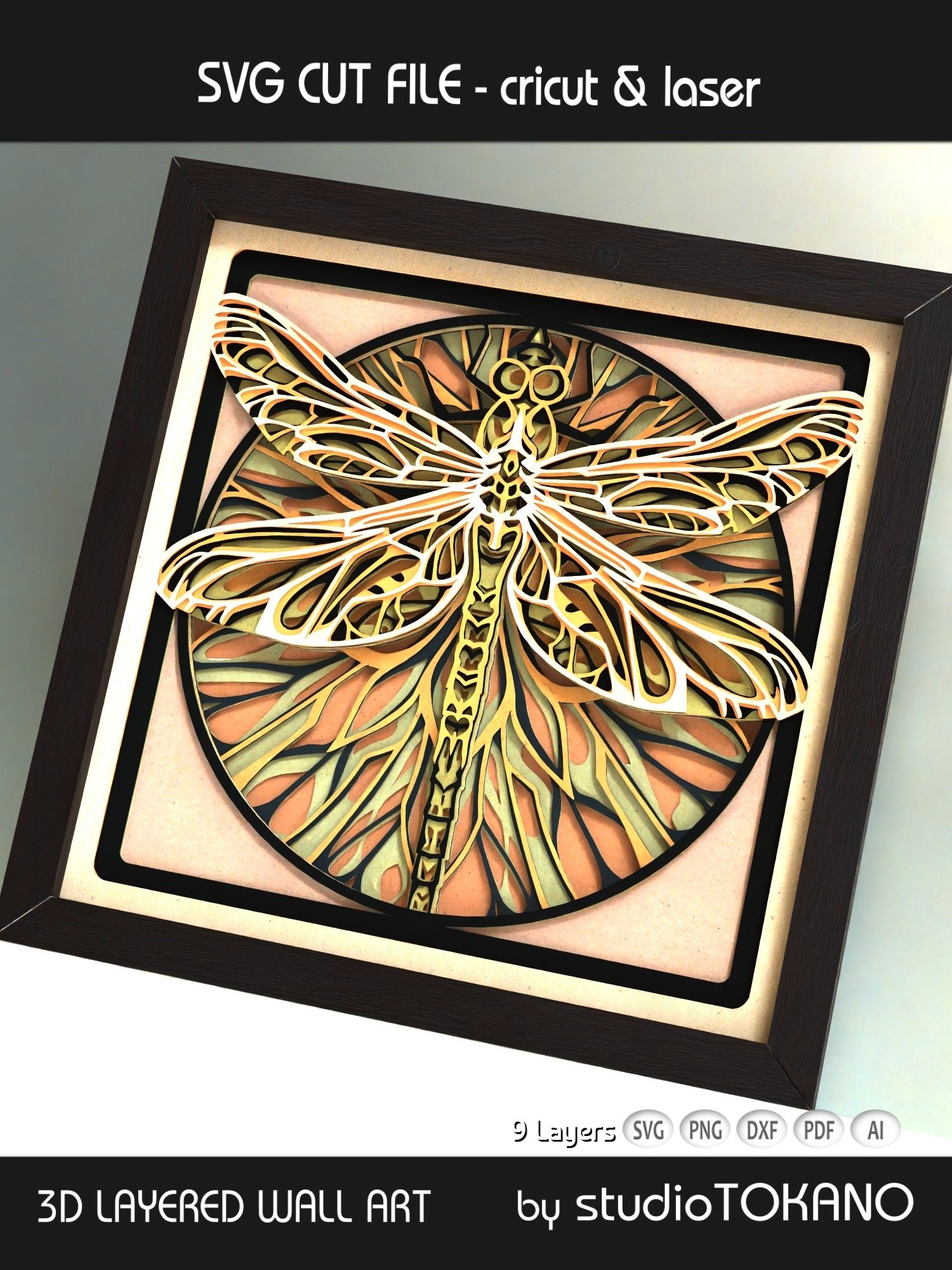 Art Nouveau Dragonfly 3D SVG product image (2)