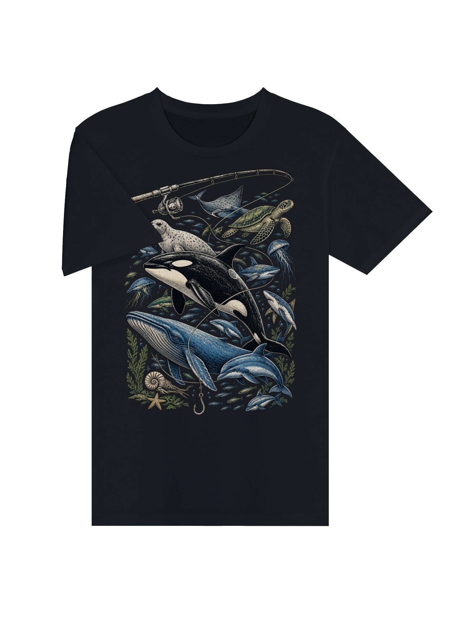 Ocean Legends Vintage Graphic T-Shirt – Orca, Whale & Marine Life Art product image (3)