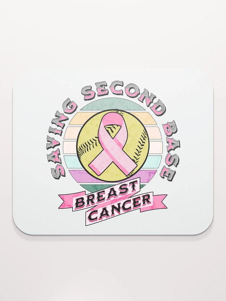 Saving Second Base Breast Cancer Softball Mouse Pad product image (1)