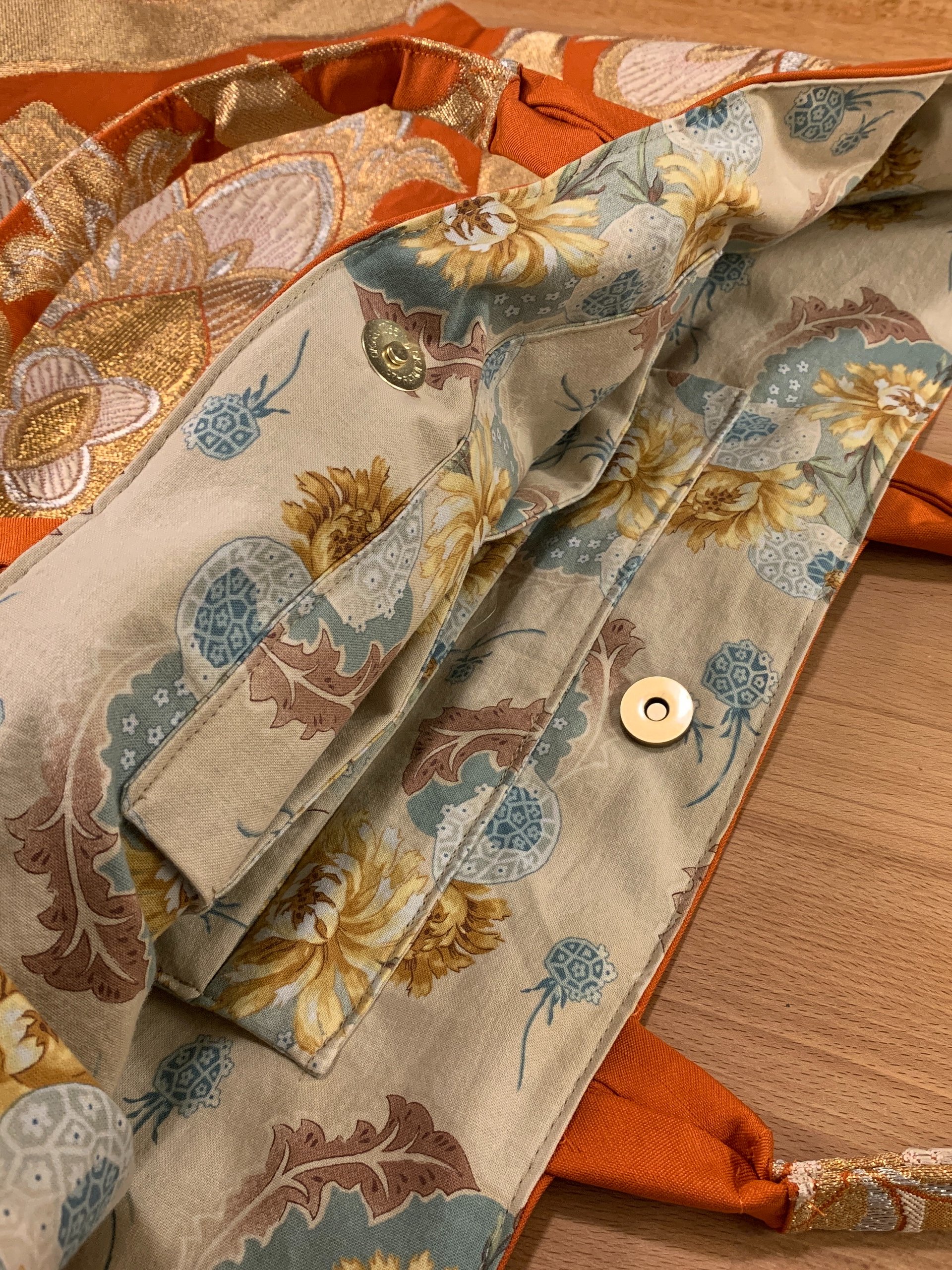Upcycled Japanese Orange Silk Obi Tote Bag ~ Handmade with Vintage Japanese Kimono Textiles product image (8)