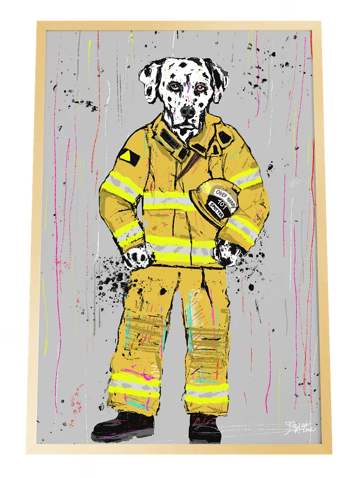 Framed Poster Wall Art: Dog Firefighter product image (1)