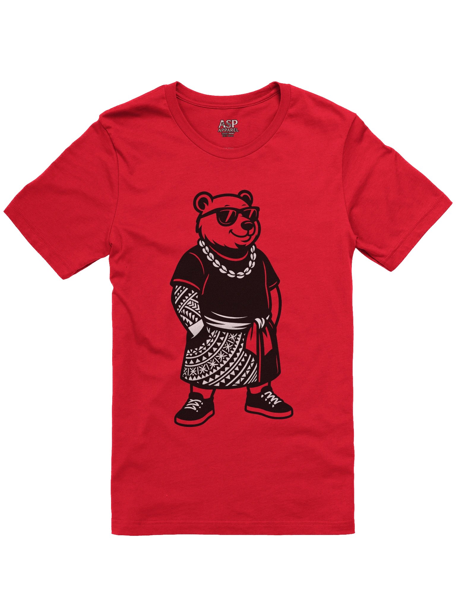 Urban Island Bear Tee – Samoan Streetwear T-Shirt with Tribal Lavalava Design | ASP Apparel product image (1)