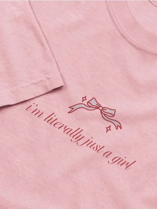 i'm literally just a girl printed shirt [red lettering] product image (1)