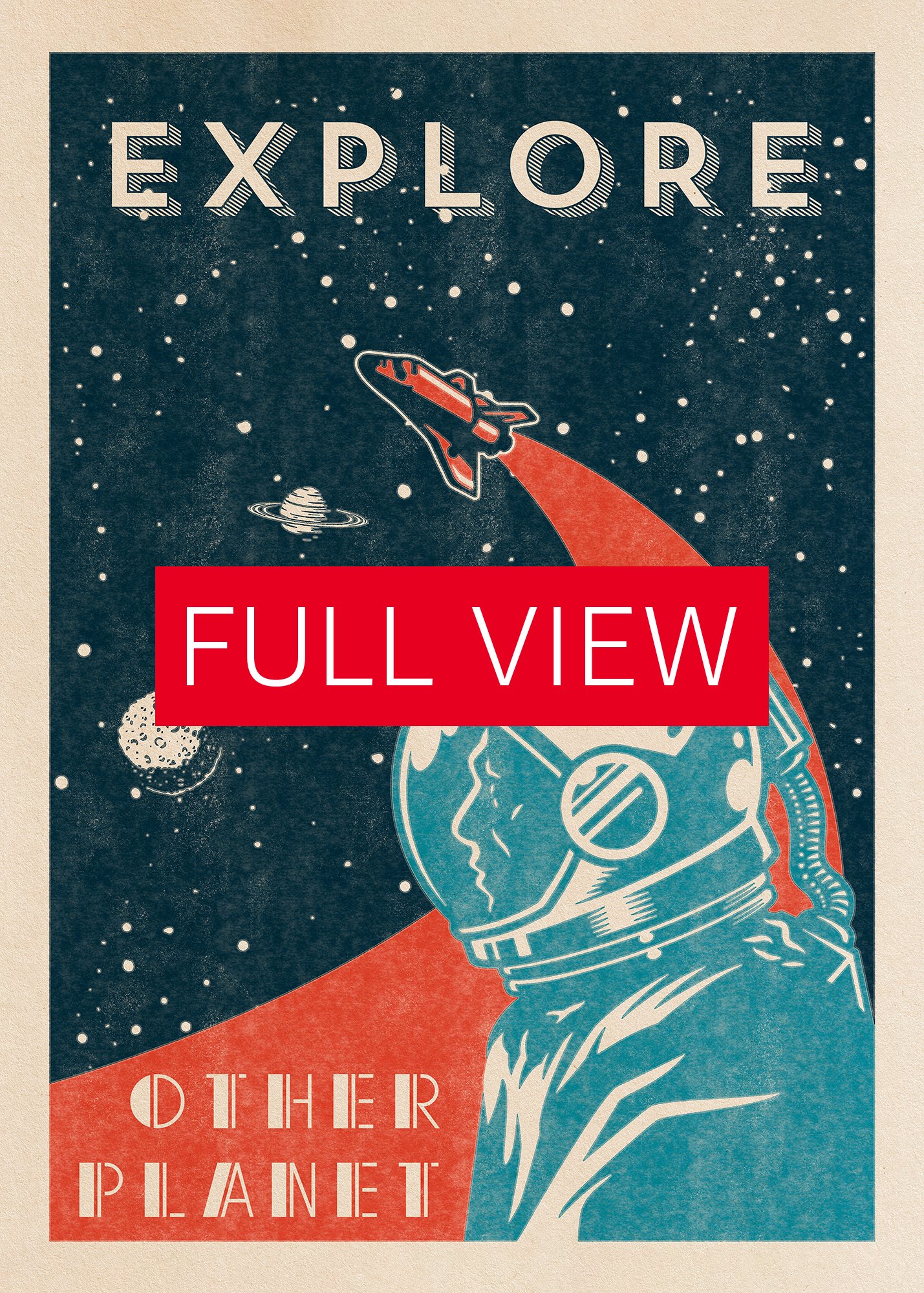 Explore other planet — Vintage space poster, retro space art, propaganda poster, retrofuturism art, retro sci-fi print product image (3)