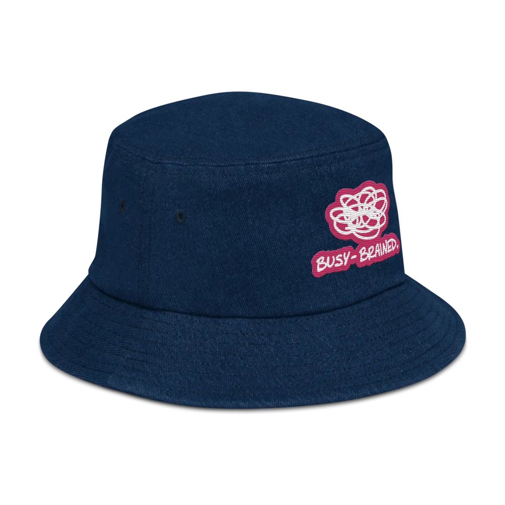 BUSY-BRAINED (pink bubble design 2) denim bucket hat product image (3)