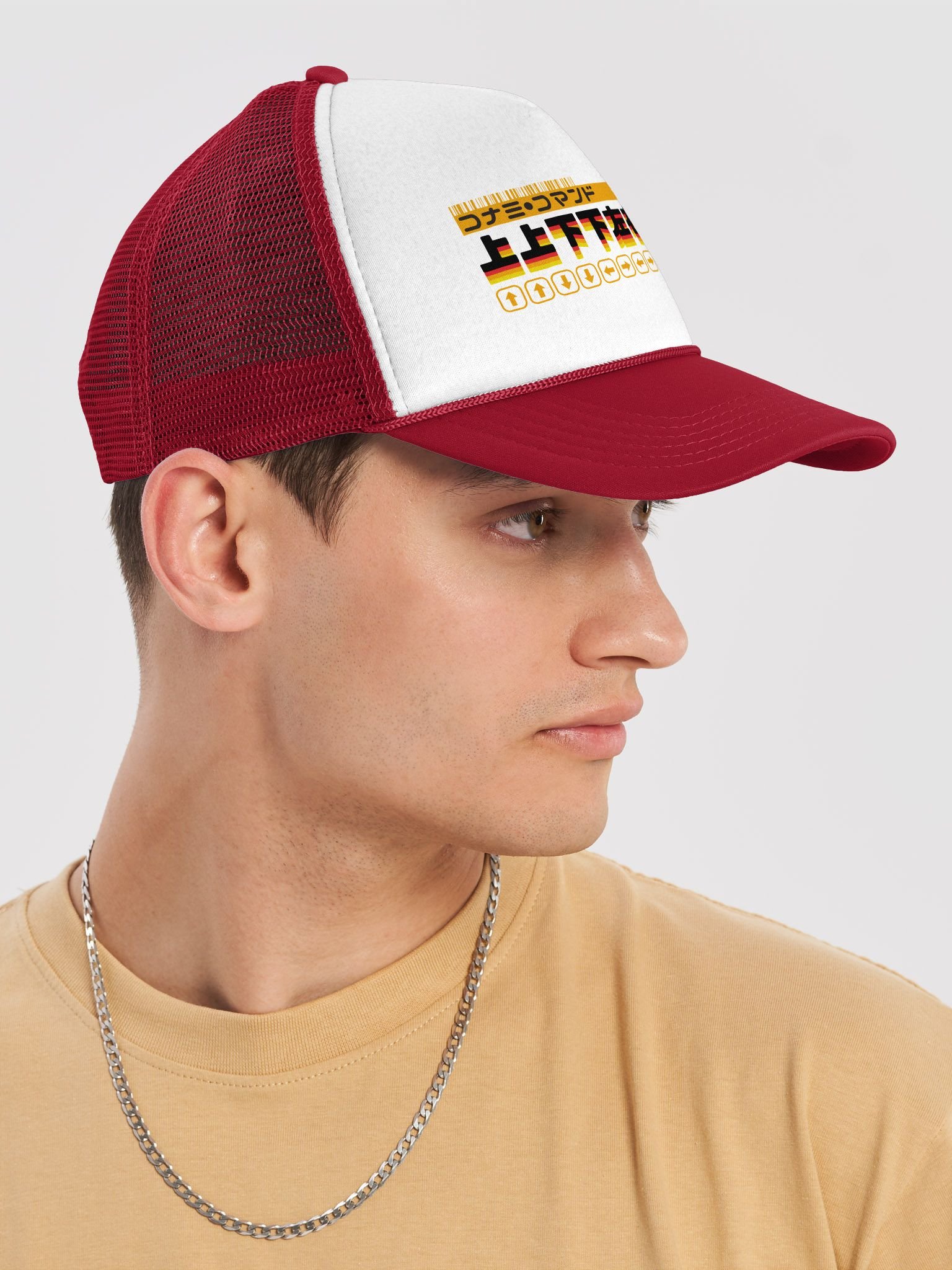 Konami Code Trucker Hat (white and red) product image (6)