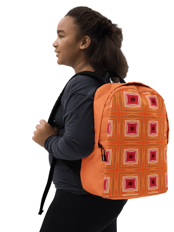 Retro Orange Geometric Backpack Minimal Pattern Everyday Bag product image (8)