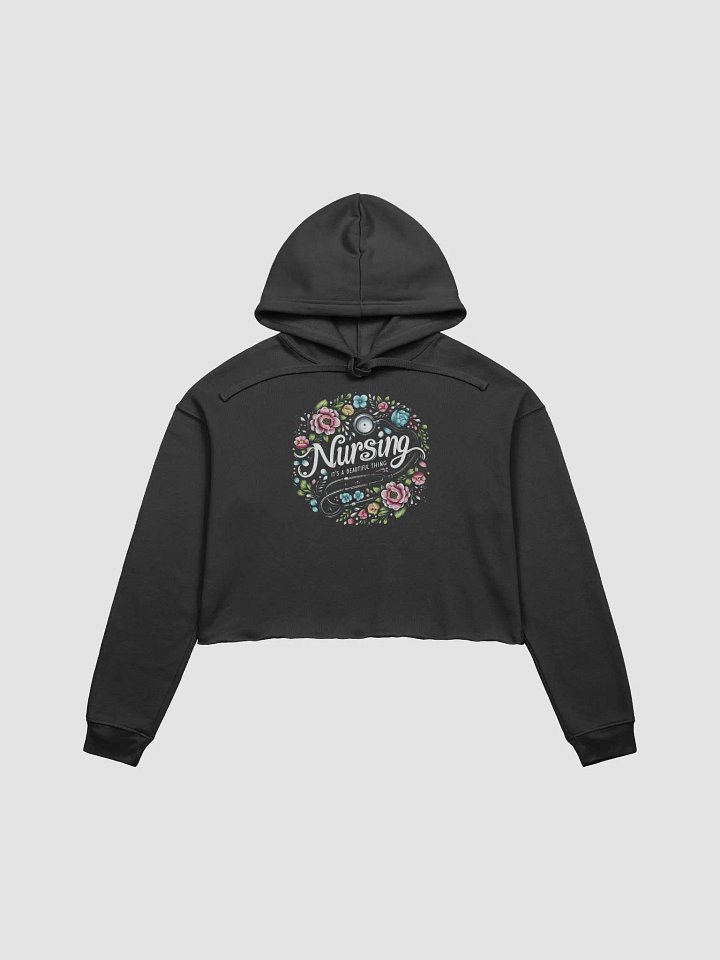 Nursing is Beautiful Crop Hoodie, Floral Nursing Stethoscope product image (2)